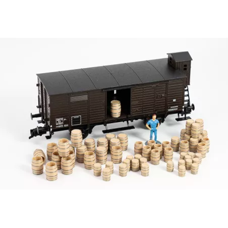 Tonneaux en bois – 228L/113L/56L/37L – Échelle HO