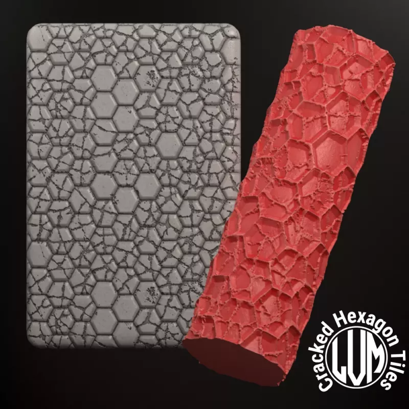 Rouleau de texture Carreaux hexagonaux fissurés n°1