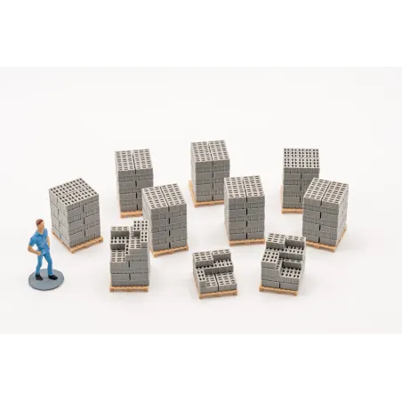 Piles de parpaings 6 alvéoles – Échelle HO