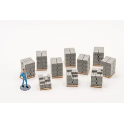 Piles de parpaings pleins – Échelle HO