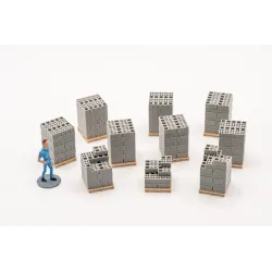 Piles de parpaings angles carré – Échelle HO