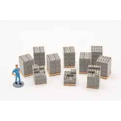 Piles de parpaings angles rond – Échelle HO