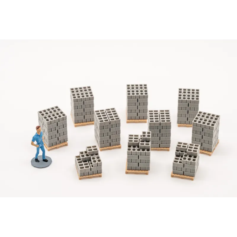Piles de parpaings 2 alvéoles – Échelle HO